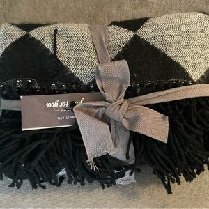 Westelm Brand New Gray and Black Argyle Throw Blanket